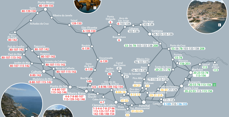 Overzicht van de bussen op Madeira