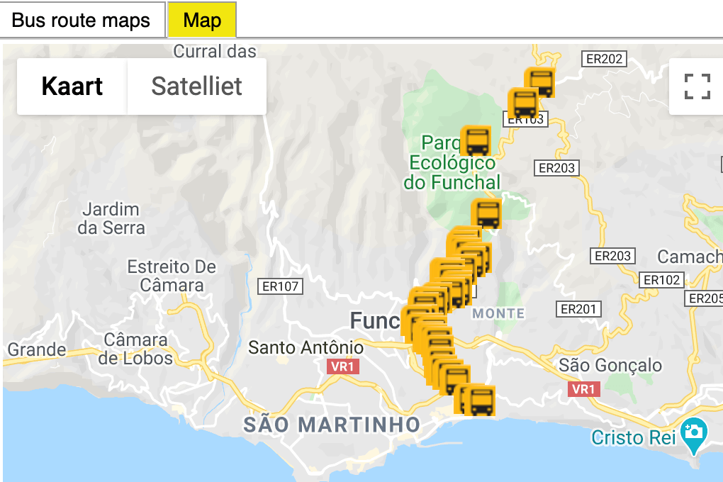 Horarios de Funchal bus route map kaart website