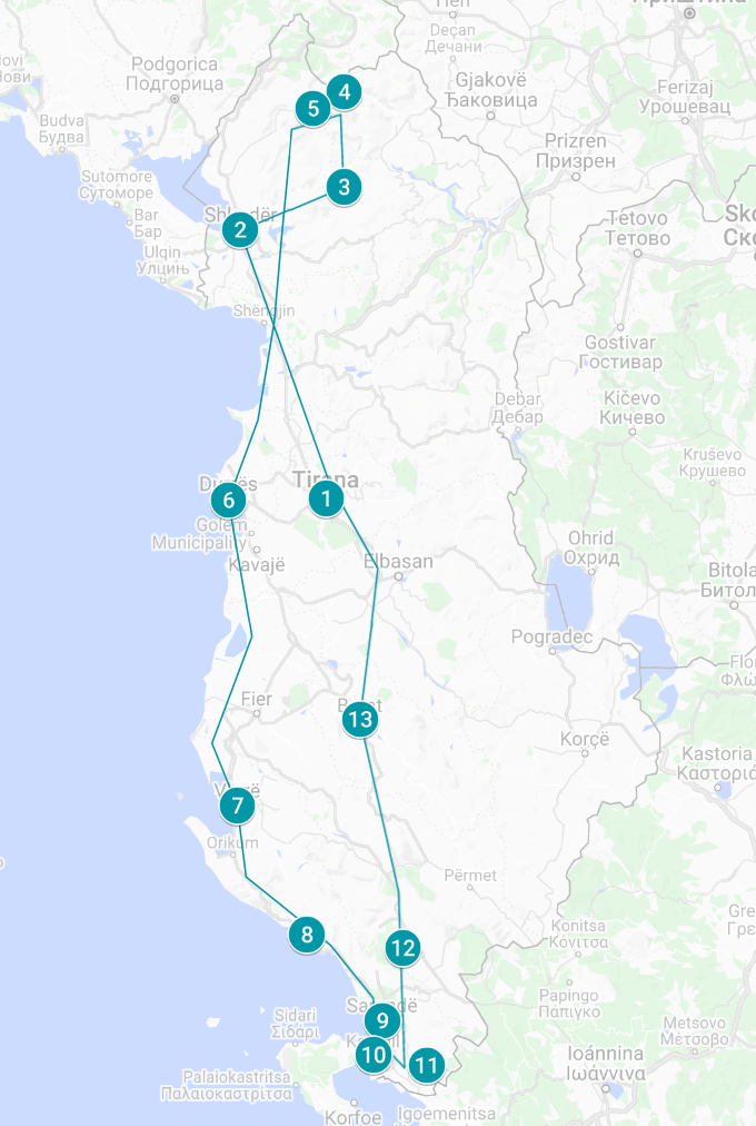 Reisroute Albanië hoogtepunten 2 3 weken