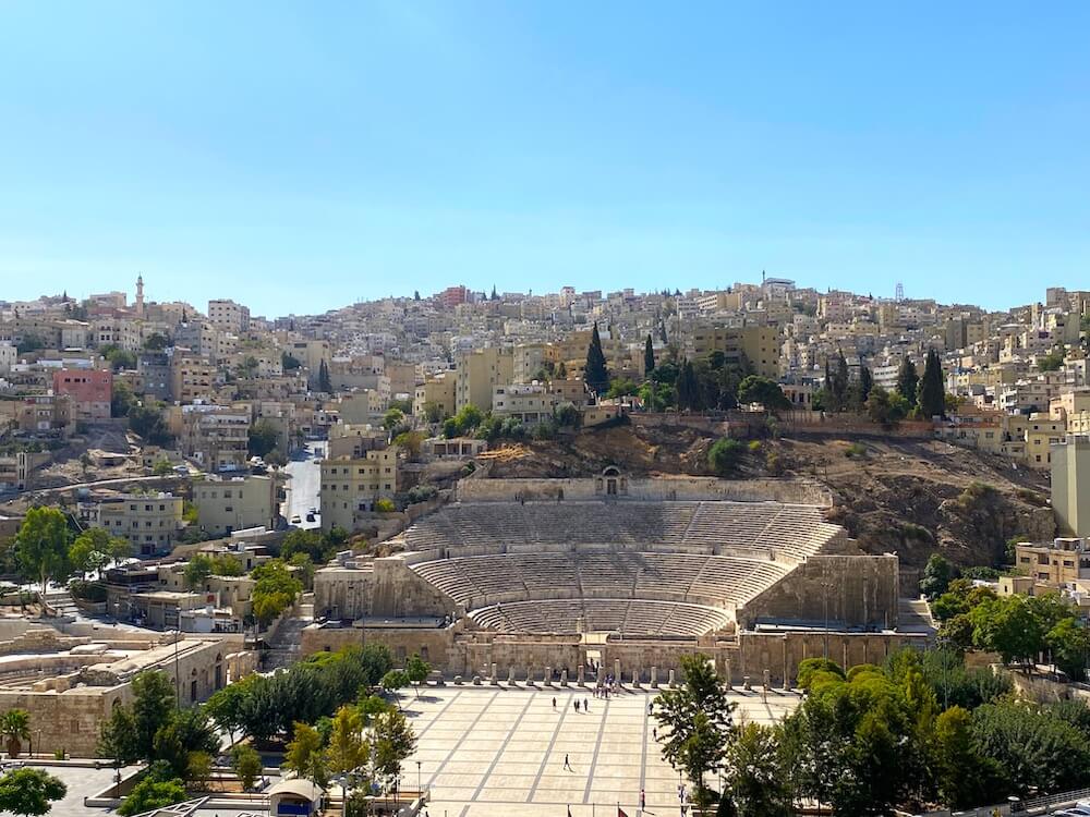 Uitzicht op Romeins Theater in Amman