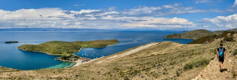 Gieljan hike op noorden van Isla del Sol Titicaca meer Bolivia