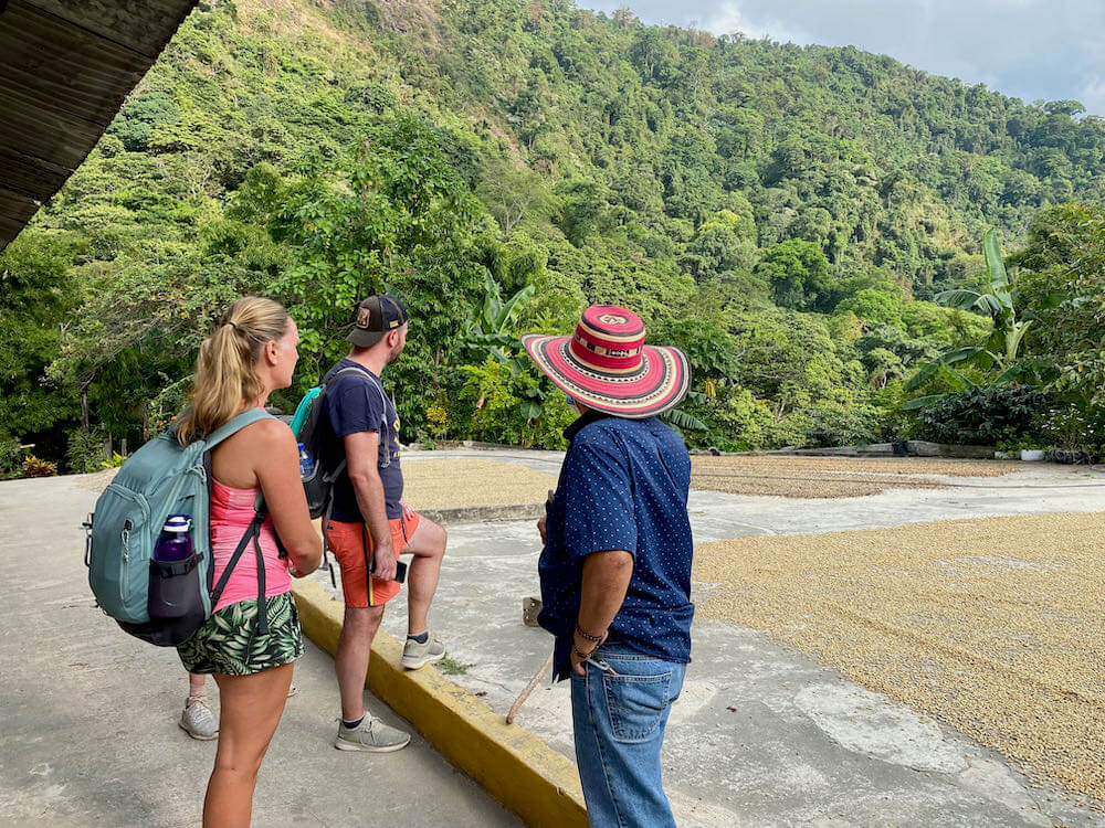 Uitleg bij koffie tour bij La Candelaria Minca